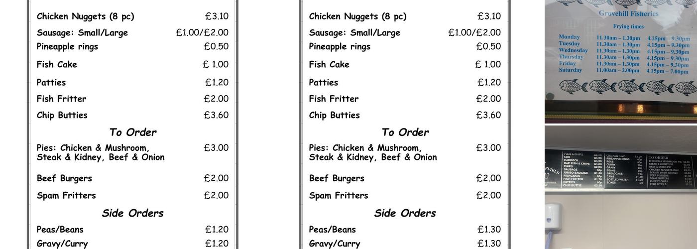 Grovehill Fisheries (Stuart's of Driffield) Menu