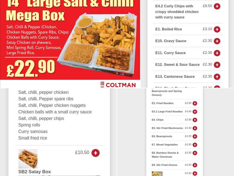 Coltman Chinese Takeaway (Beverley) Menu