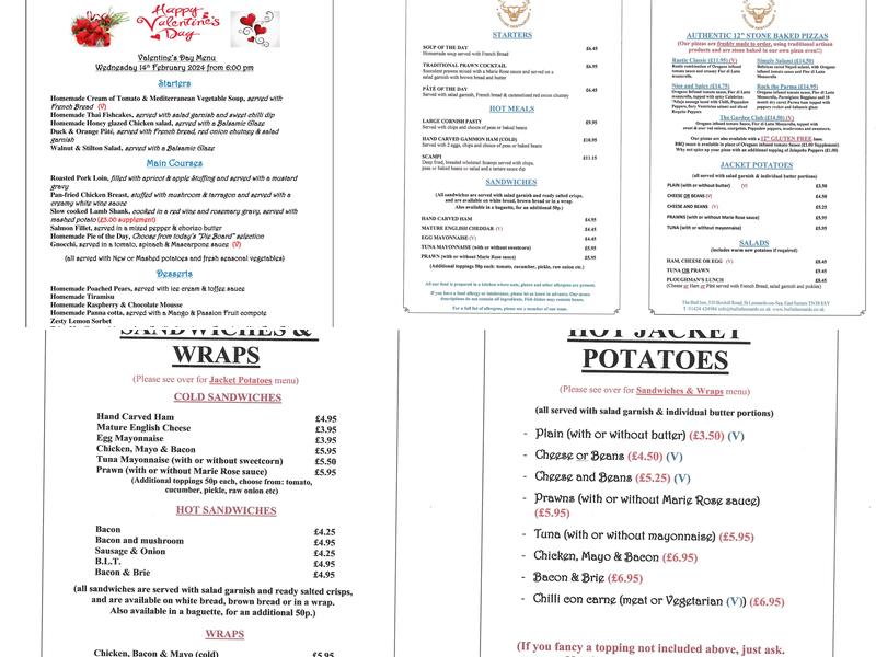 The Bull Inn Menu