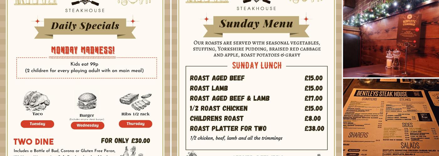 Bentleys Steakhouse Menu