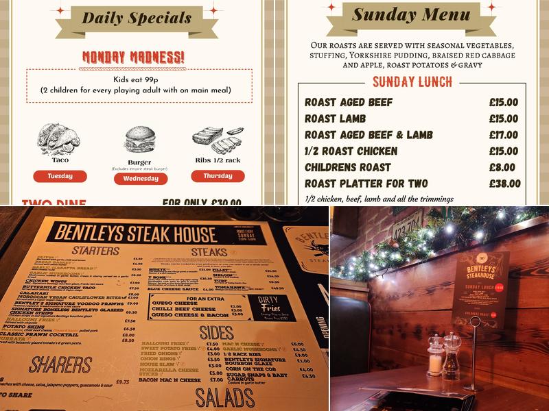 Bentleys Steakhouse Menu