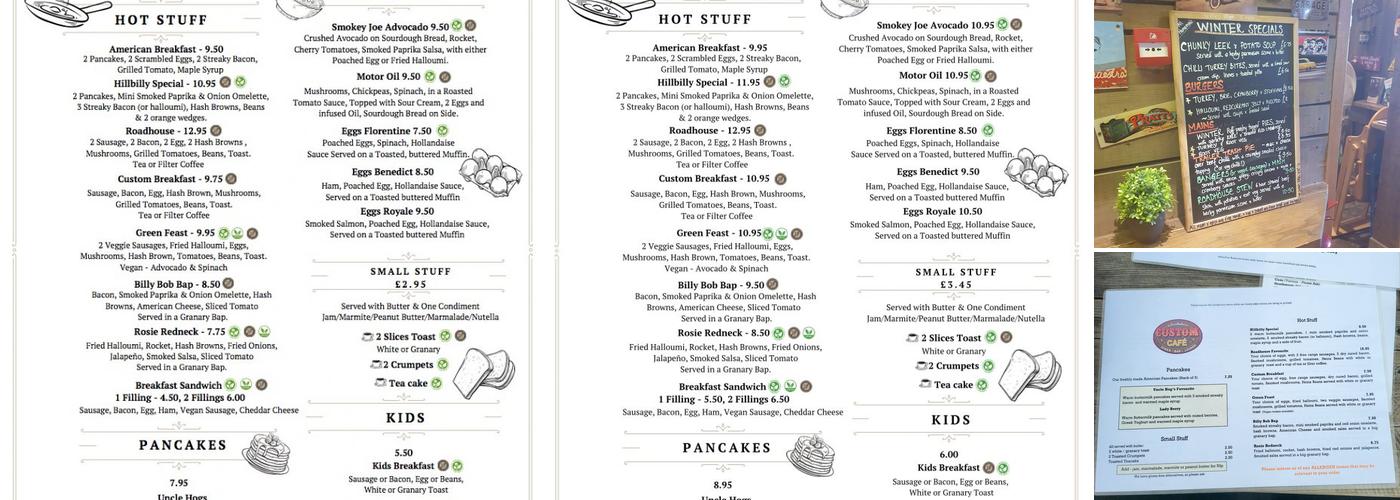 The Custom Cafe Menu