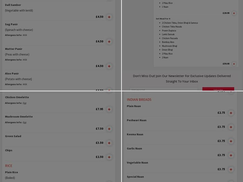 Bengal Brasserie Menu