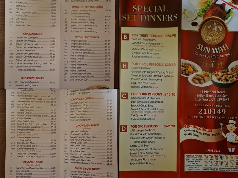 Sun Wah Menu