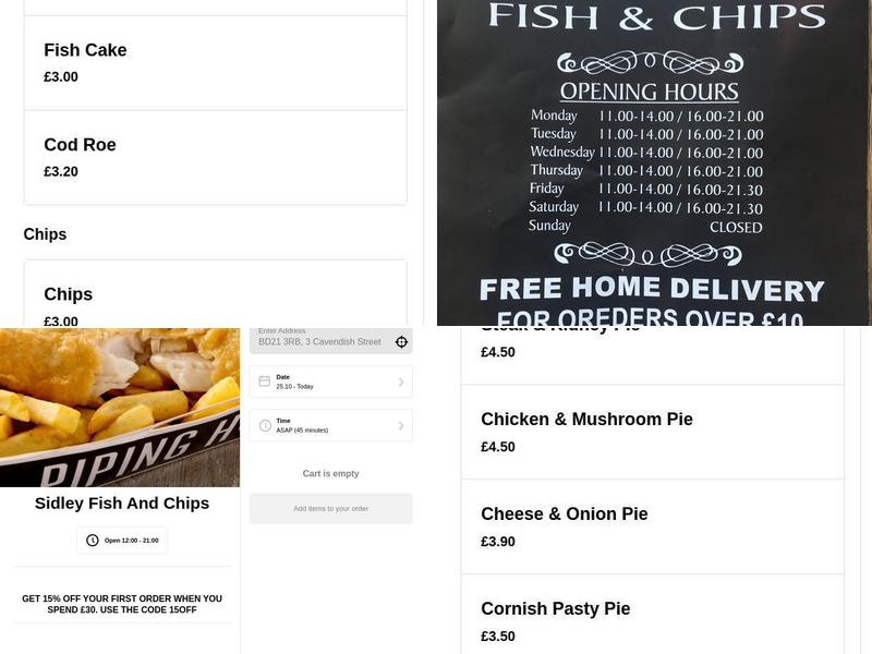 Sidley Fish and Chips Menu
