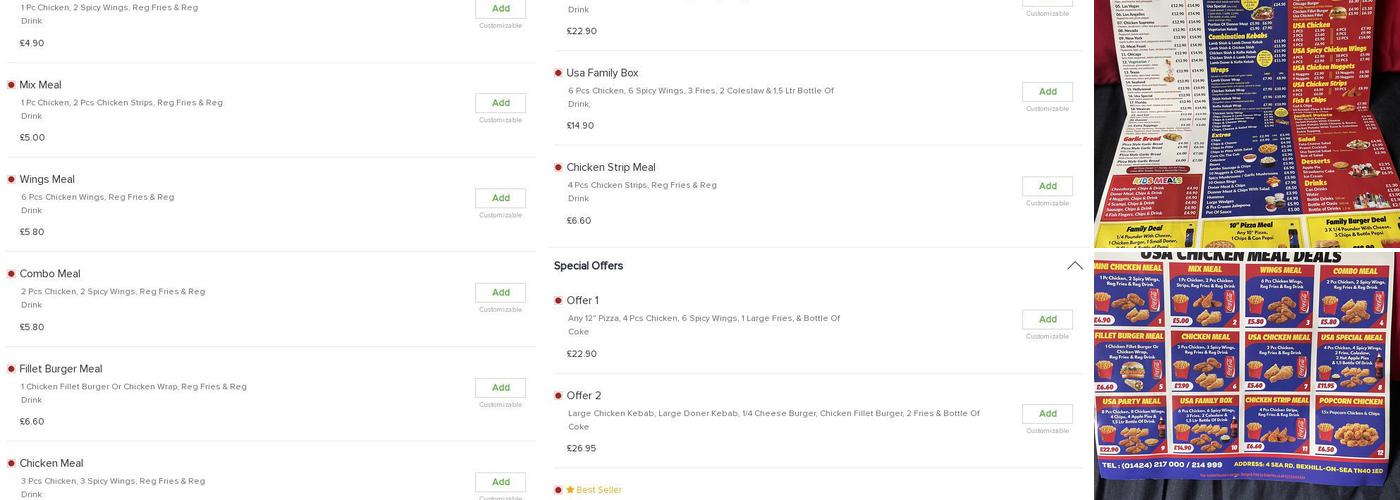 Usa Fried Chicken Menu