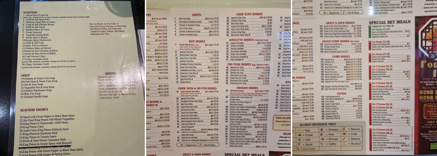 Fortune Inn Menu