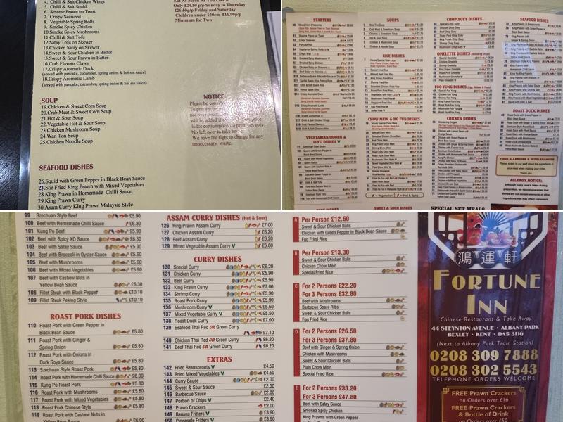 Fortune Inn Menu