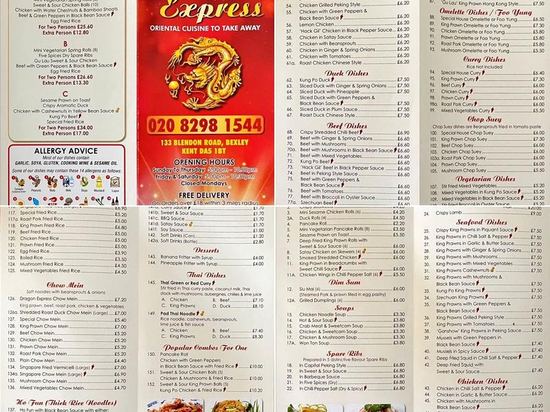 Dragon Express Menu