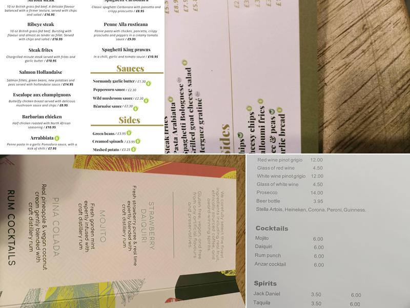 ANZAR Brasserie Menu