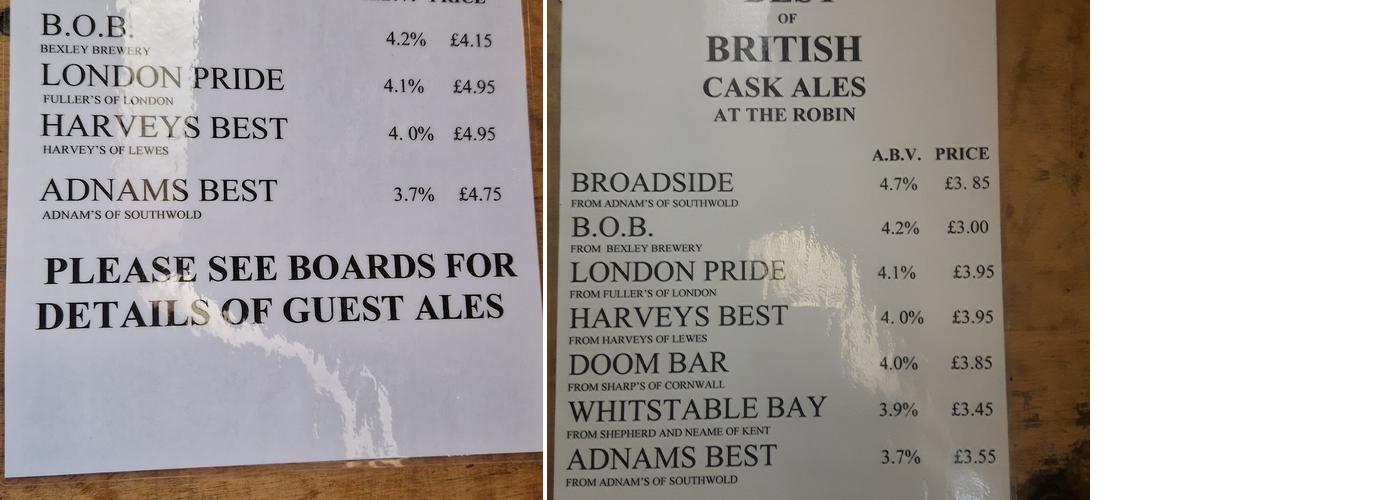 Robin Hood & Little John Menu