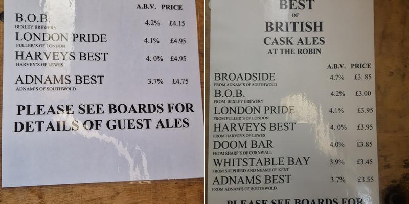 Robin Hood & Little John Menu