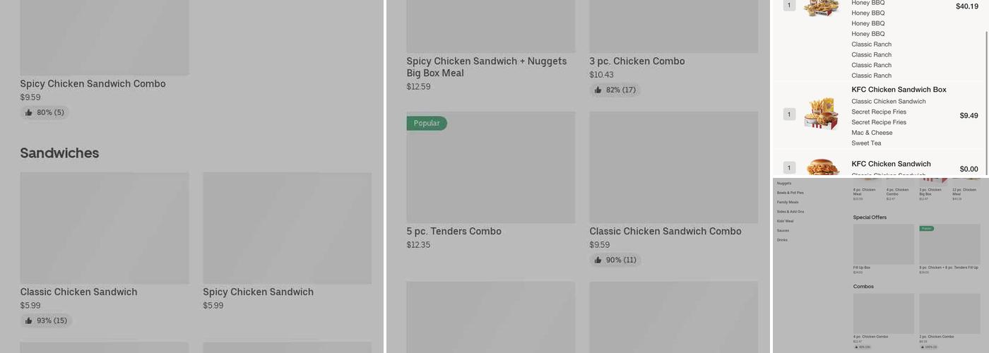 KFC Menu