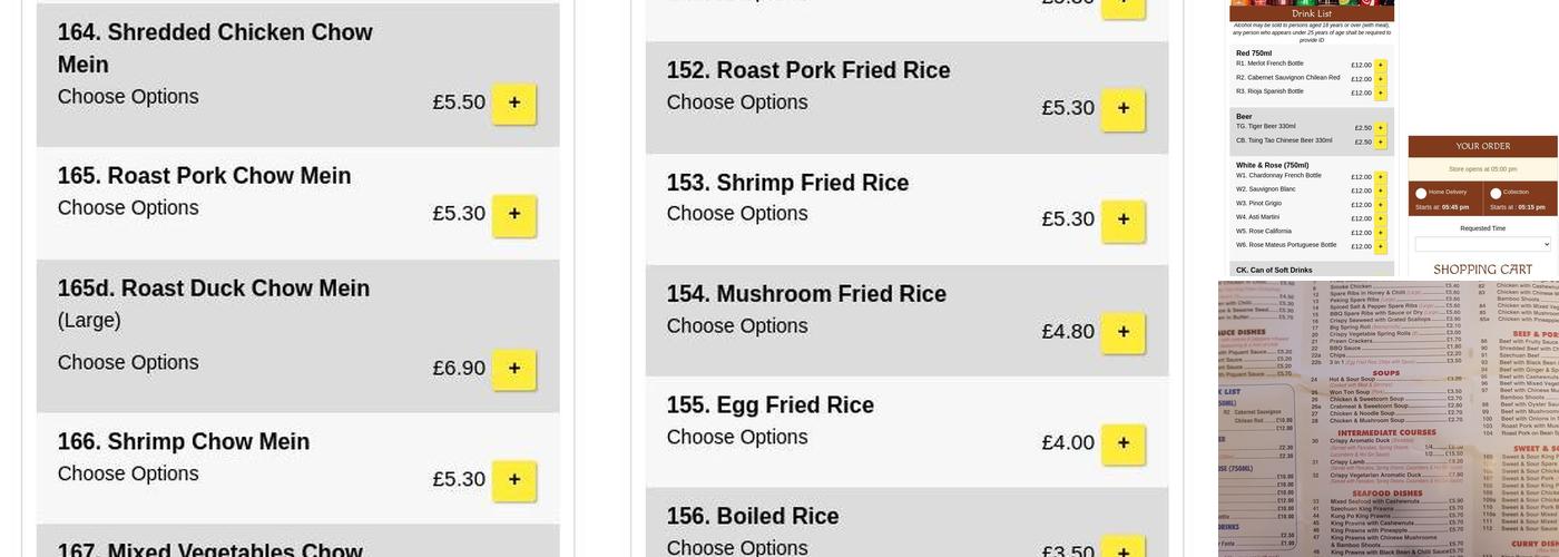 Chan Takeaway Menu