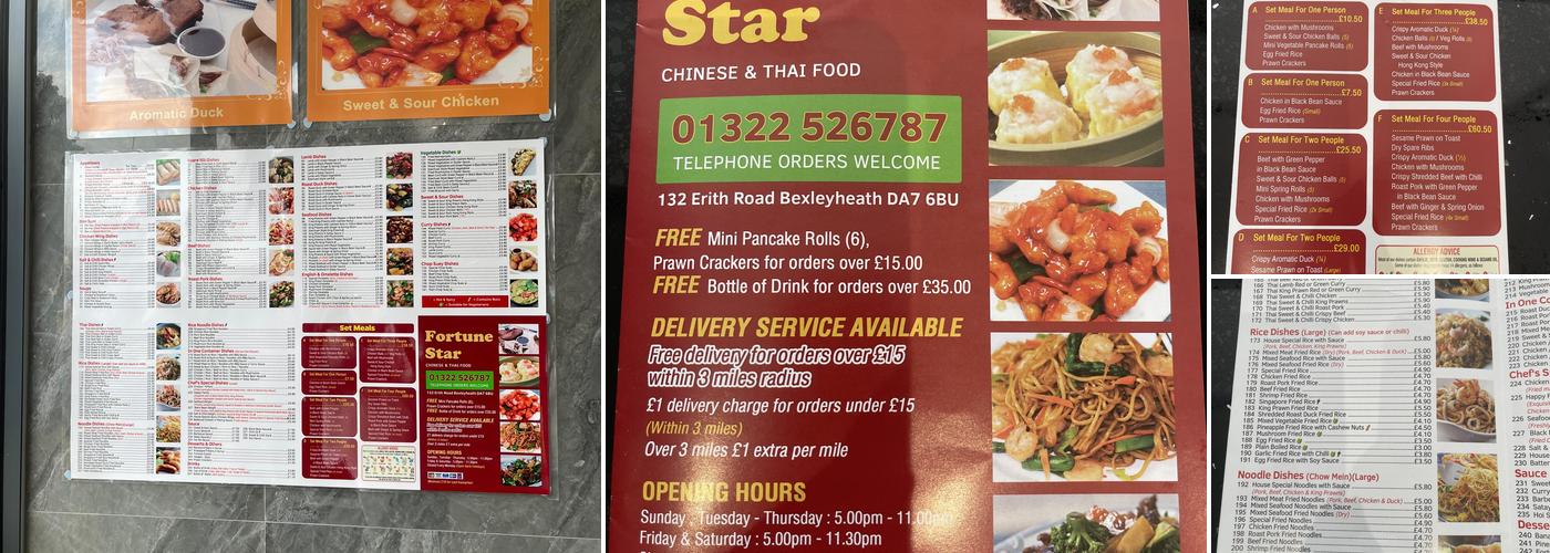 Fortune Star Chinese Takeaway Menu