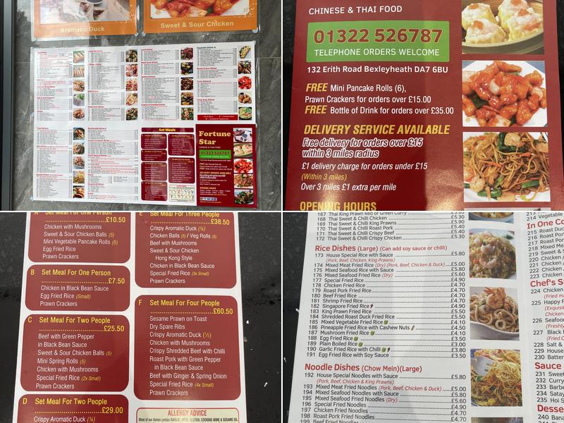 Fortune Star Chinese Takeaway Menu
