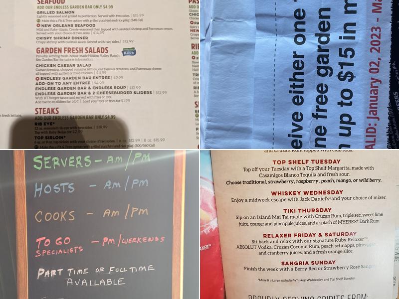 Ruby Tuesday Menu