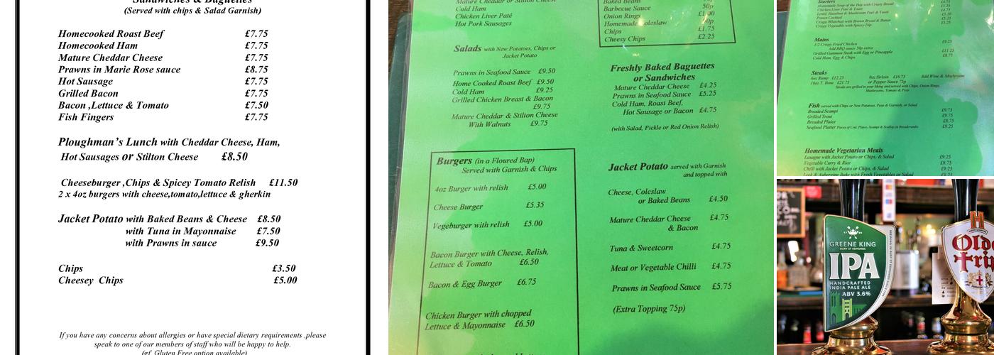 The White Horse Menu