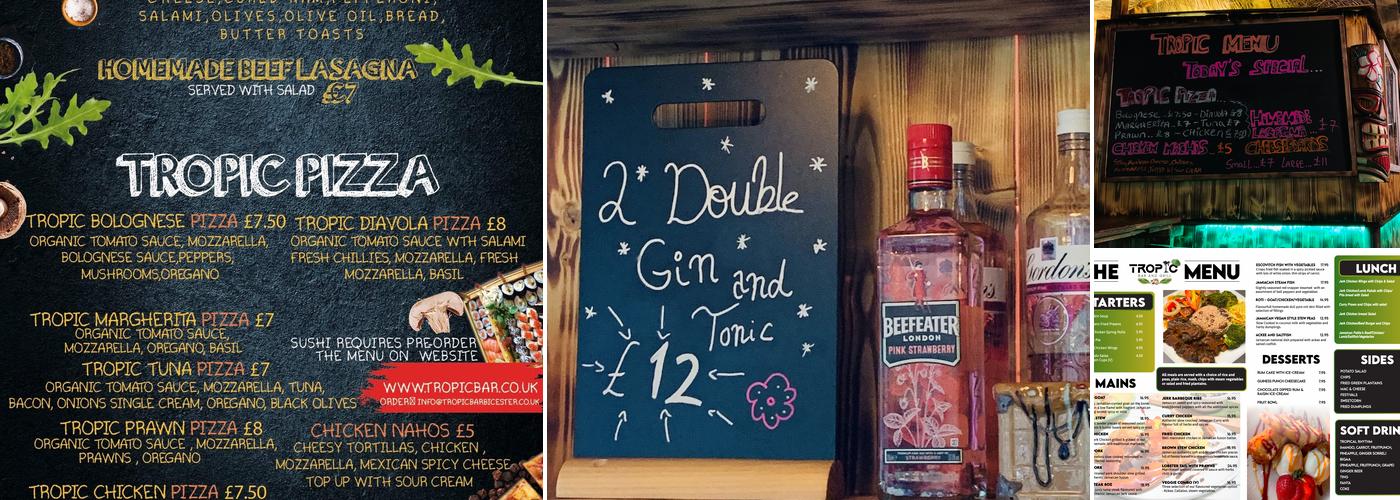 Tropic Bar Bicester Menu