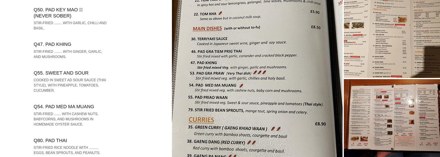 B C Thai Restaurant Menu