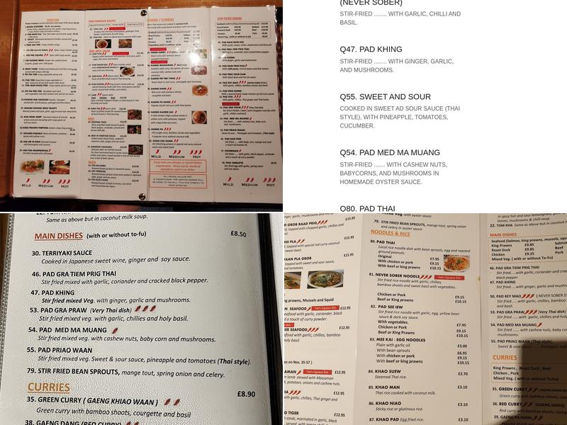 B C Thai Restaurant Menu