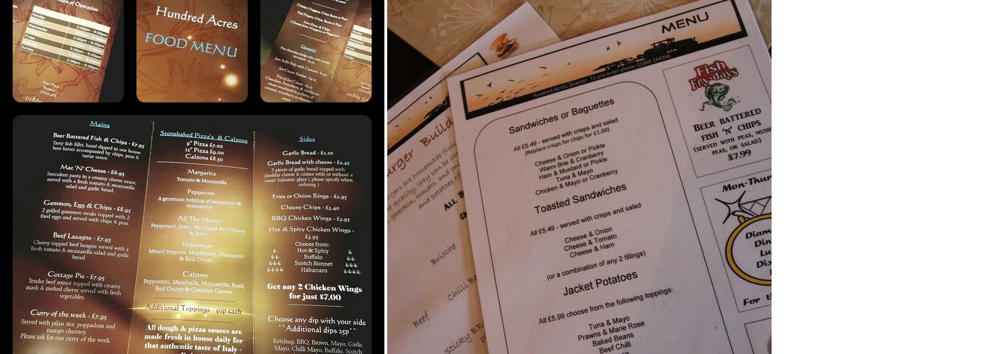 The Hundred Acres Menu