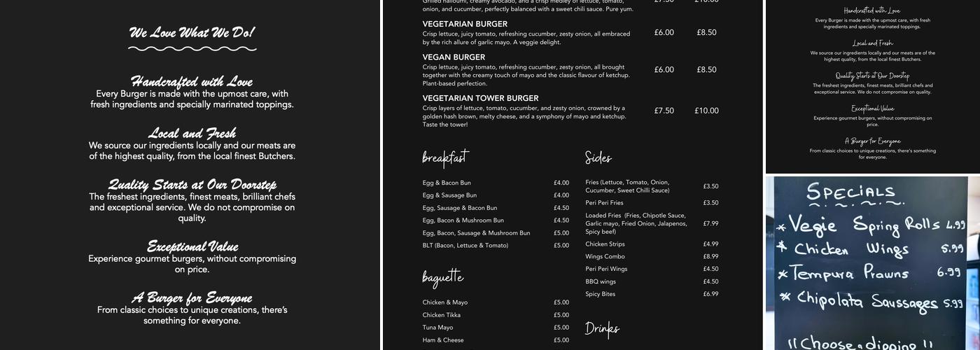 Bicester Burger Menu