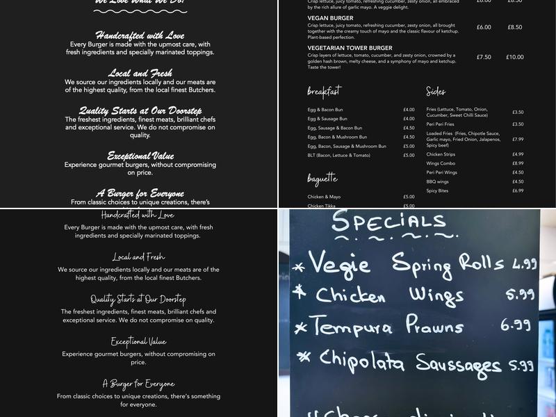 Bicester Burger Menu