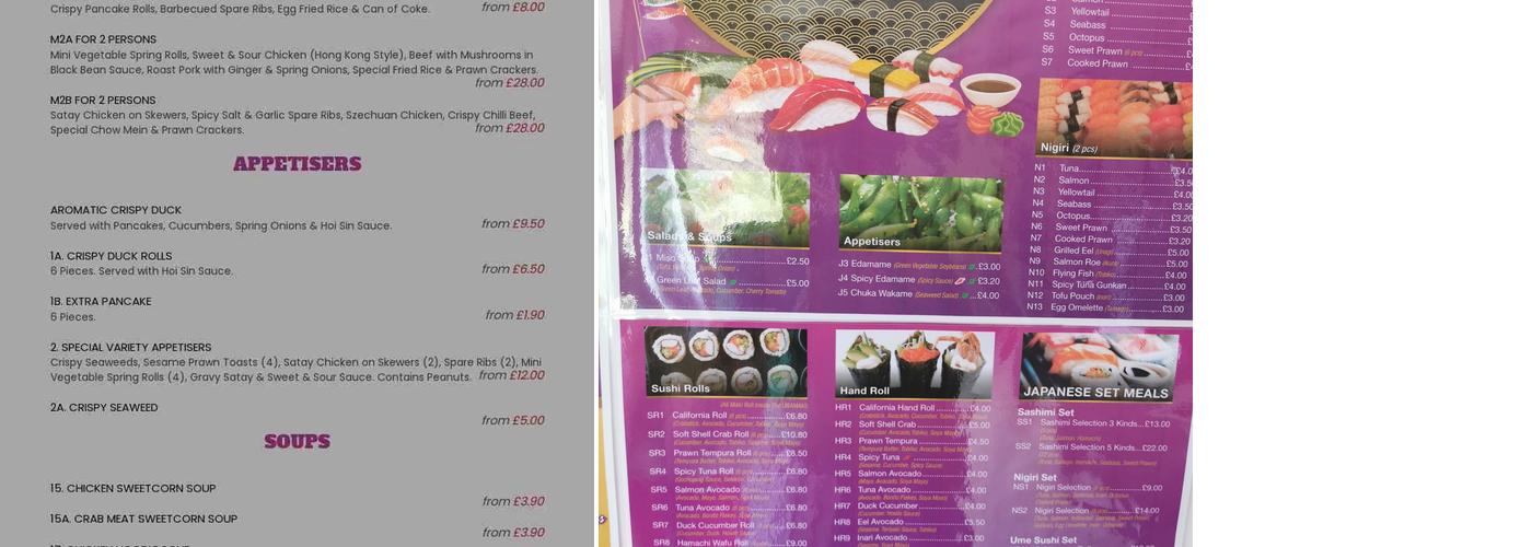 Wing on Bicester Menu