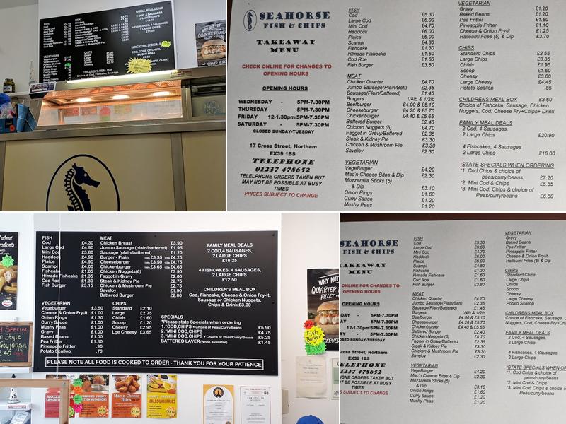 Seahorse Fish and Chips Menu