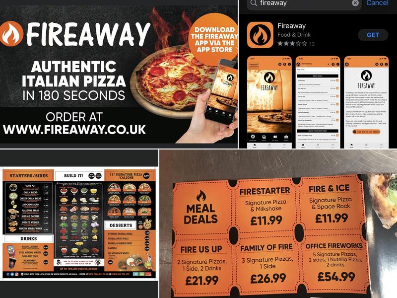 Fireaway pizza Bideford Menu