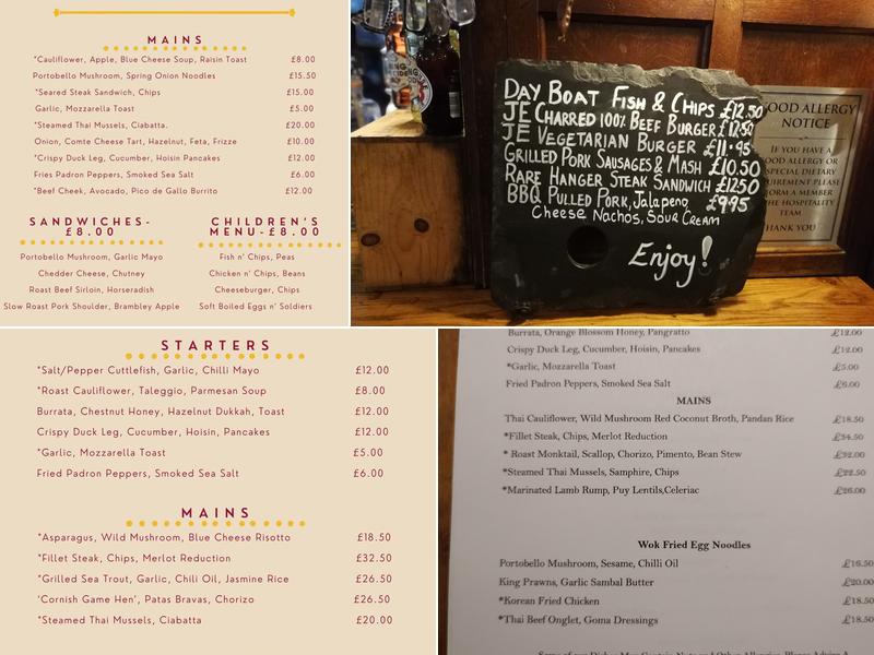 The Journeys End Inn Menu