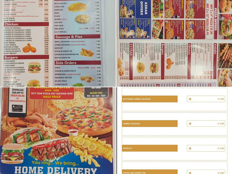UK FRIED CHICKEN, PIZZAS,KEBABS Menu