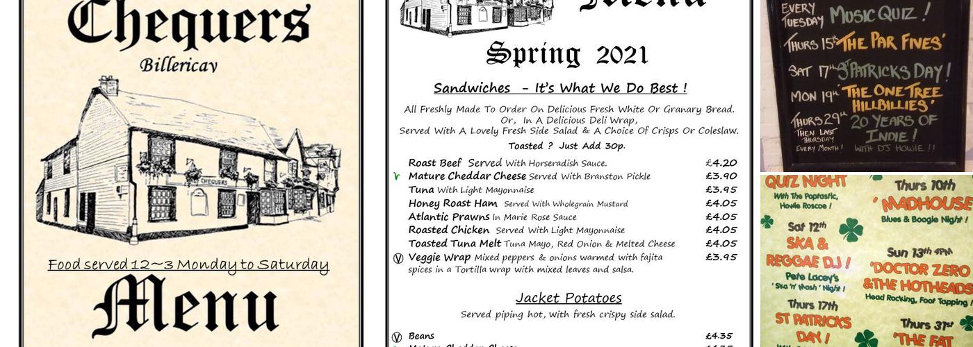 The Chequers Menu