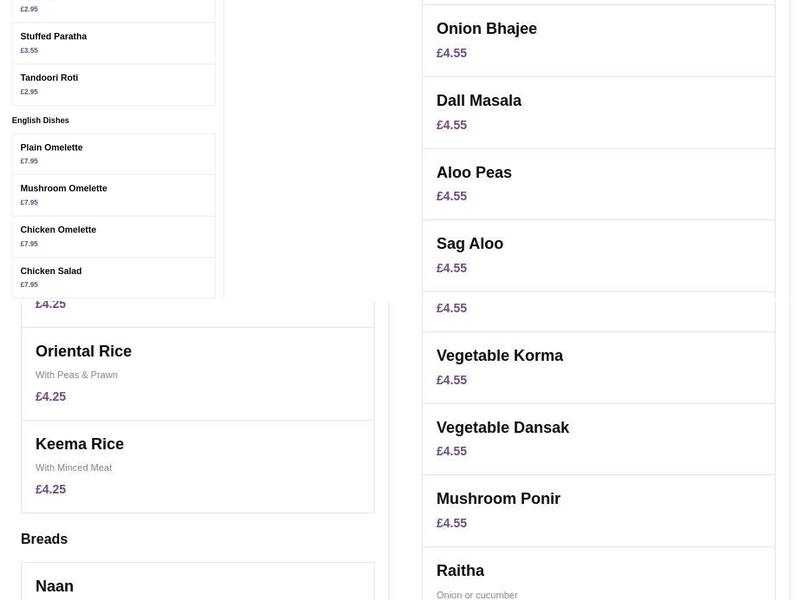 Gandhi Indian Restaurant Menu