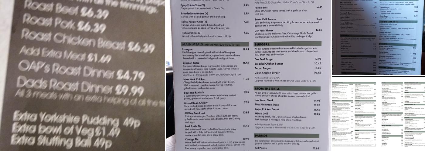 The Lion Sports Bar & Grill Menu