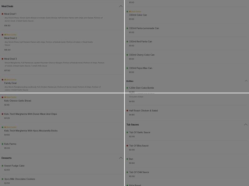 Neapolitan Pizza Menu