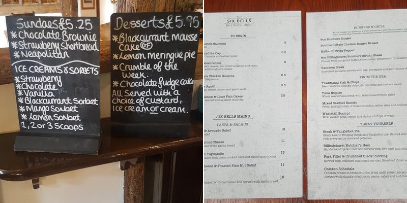 The Six Bells Menu