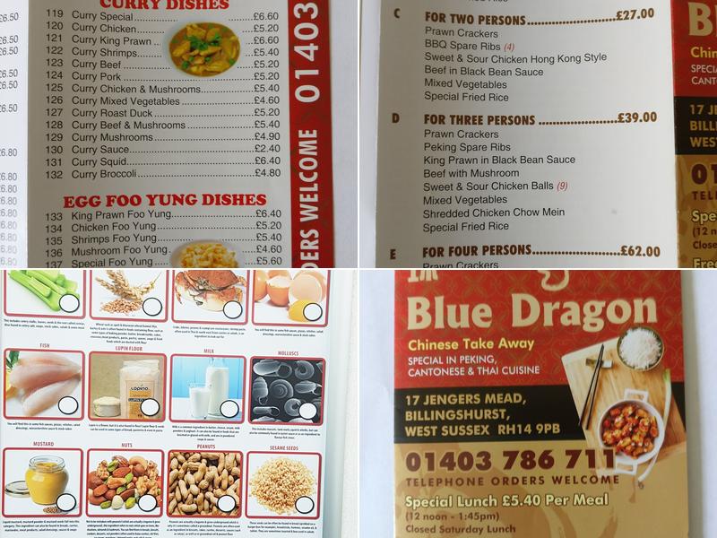 Blue Dragon Menu