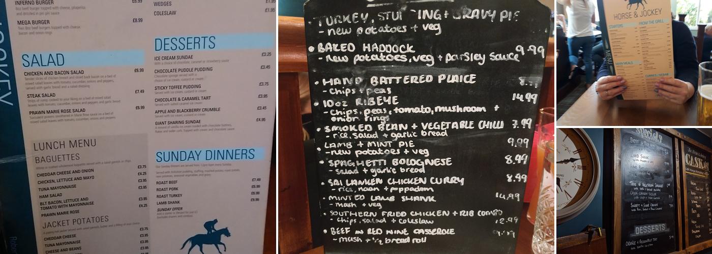Horse and Jockey Menu