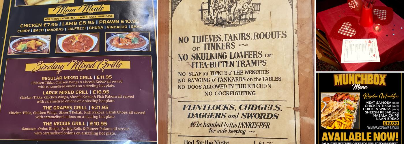 The Grapes Bar and Grill Menu