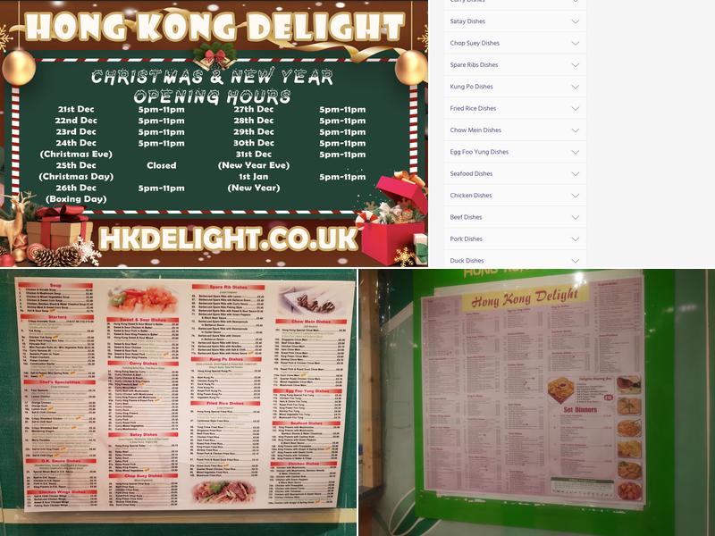 Hong Kong Delight Chinese take away Menu