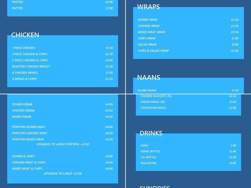 Chaplin's Fish & Chips Menu