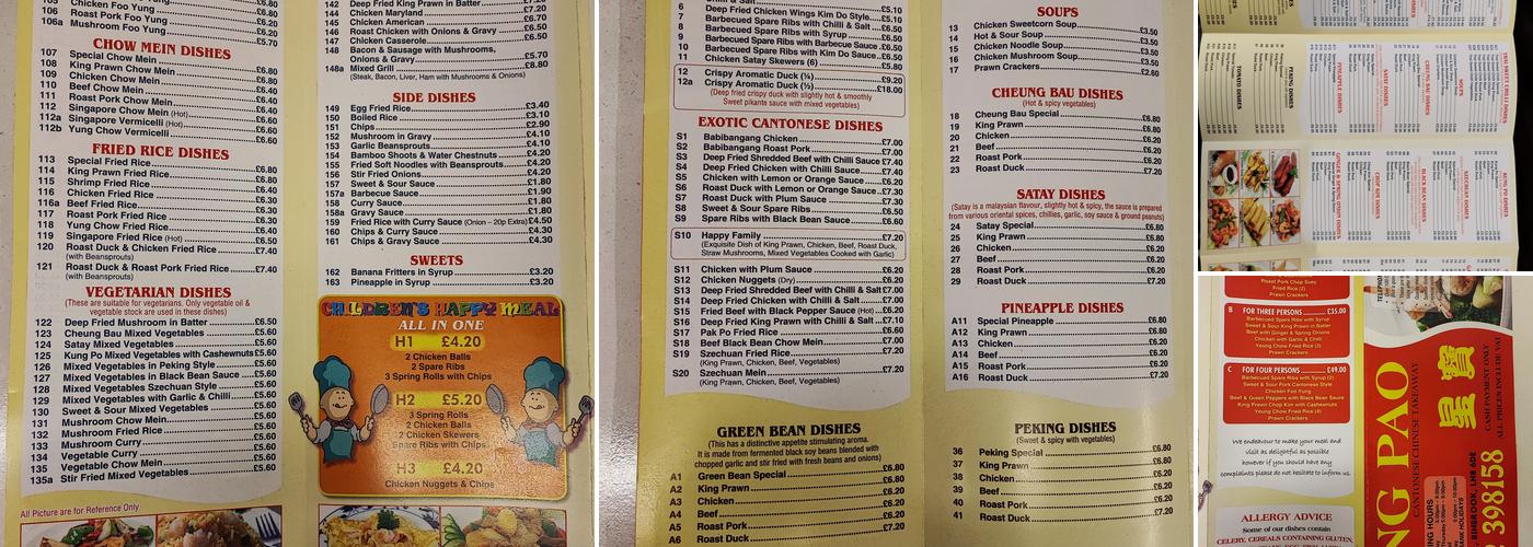 Sing Pao Chinese Menu