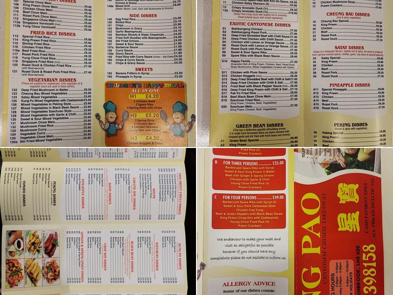 Sing Pao Chinese Menu