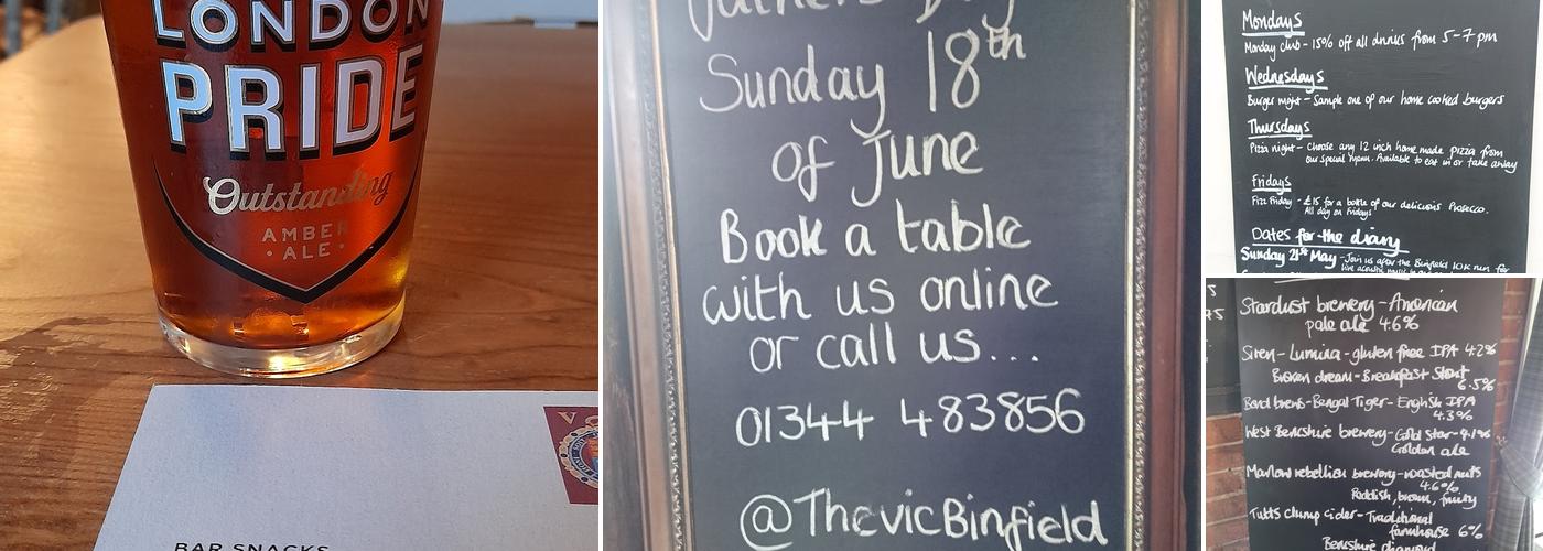The Victoria Arms, Binfield Menu