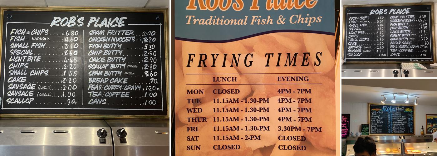 Rob's Plaice Menu