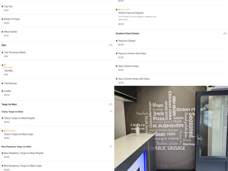 Kashmir Fast Food Menu