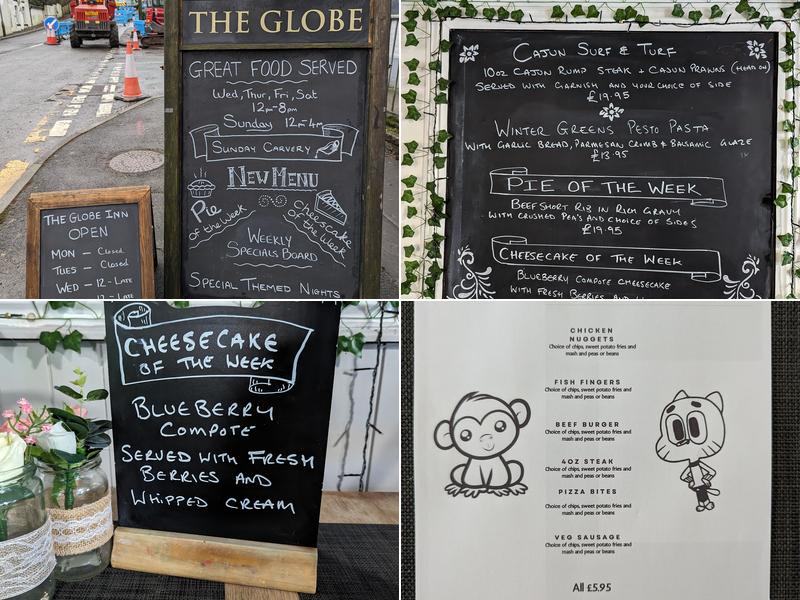 The Globe Inn Menu