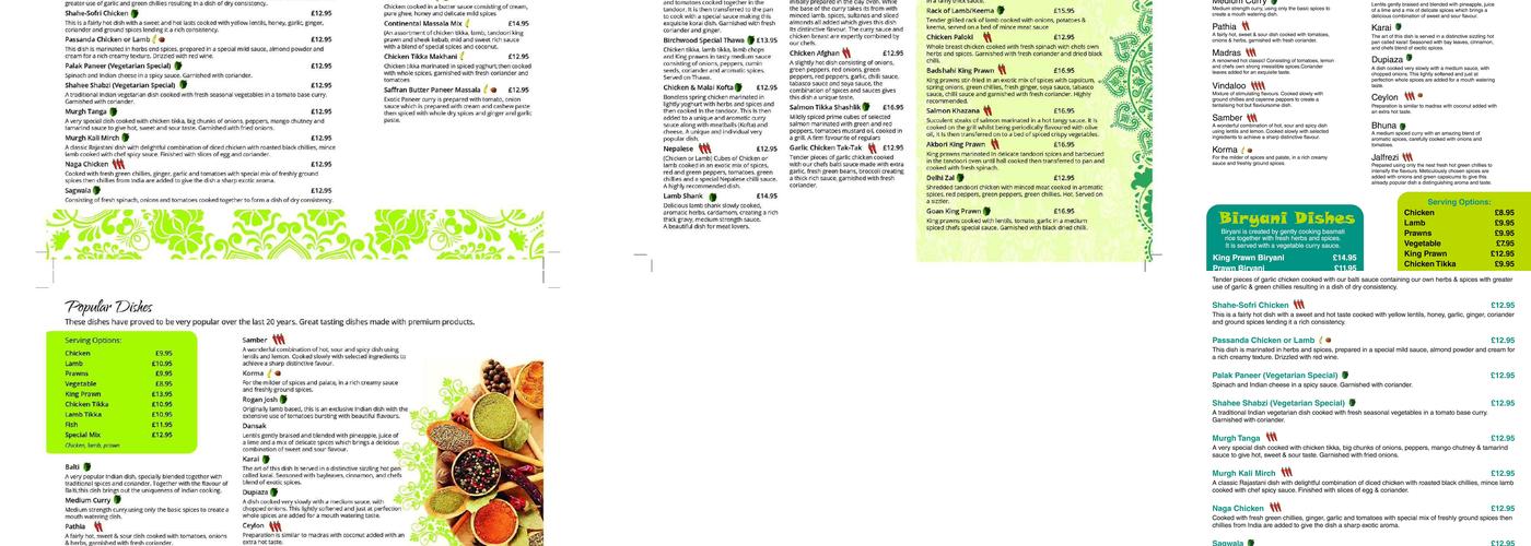 Birchwood Spice Menu